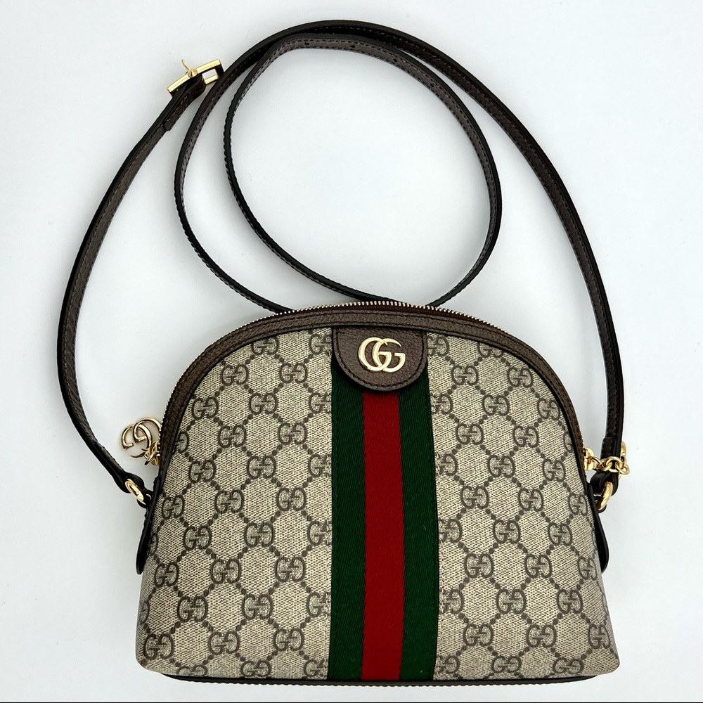 Gucci Beige GG Supreme Canvas Crossbody with Green and Red Web - Picture 2 of 15